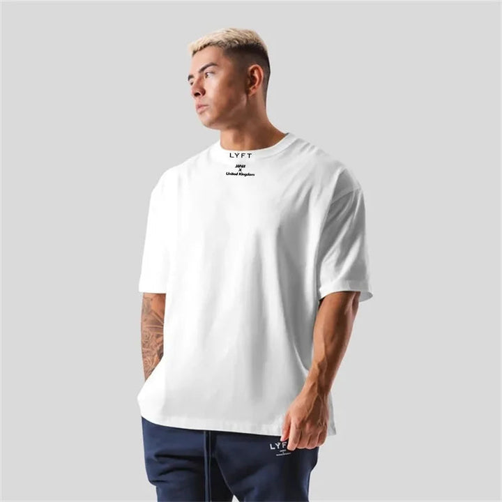 LYFT 100% Cotton Men's Gym T-Shirt Loose Fit Short Sleeve Sport Fitness Running Workout Training Shirt in Sizes M to XXXL ATFH