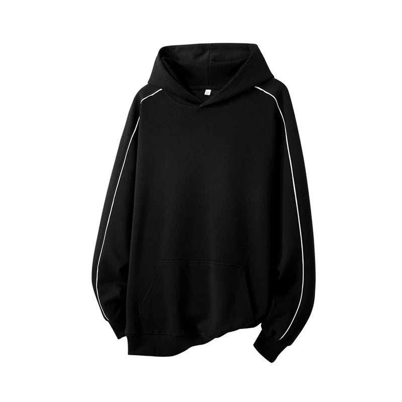 2025 Men Hoodie Cotton Unisex Oversized Long-Sleeve Sweatshirt Loose Fit Cozy Streetwear Hong Kong High-Street Casual Tops - ATFH