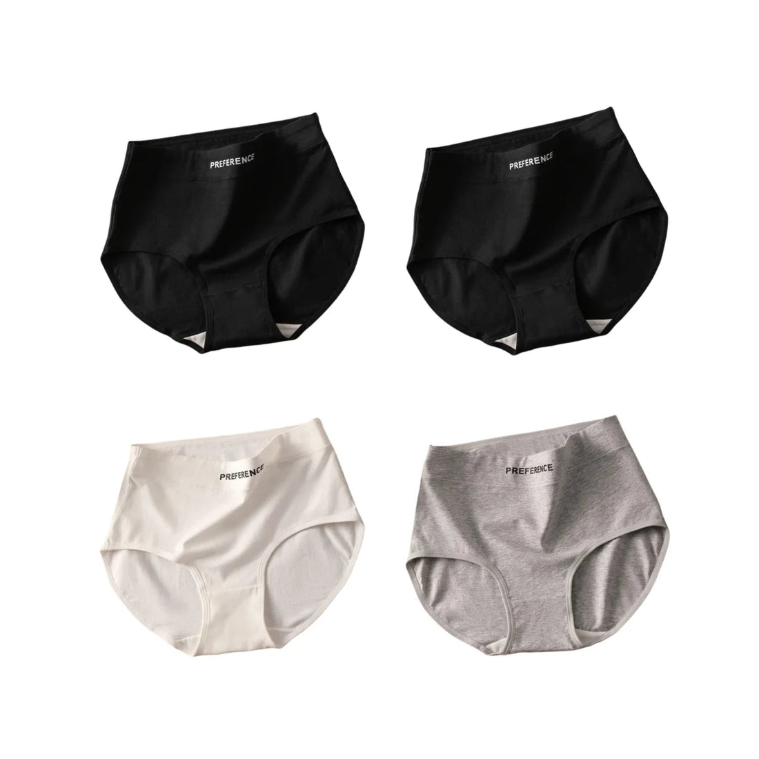 4Pcs/Set Women High-Waist Briefs Tummy Control Panties Soft & Breathable Cotton Underwear Plus Size Comfort Lingerie M-XXL