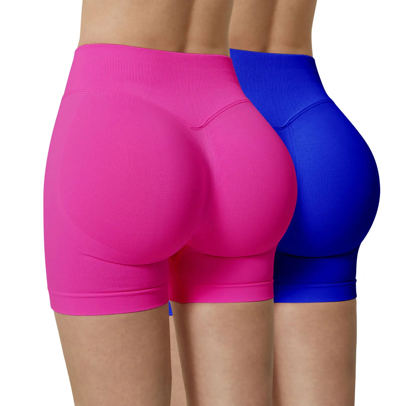 CZGUKE-2PCSWomen Seamless High Waist Scrunch Butt Shorts 2 Pack Elastic Tummy Control Gym Workout Running Athletic Sports Shorts