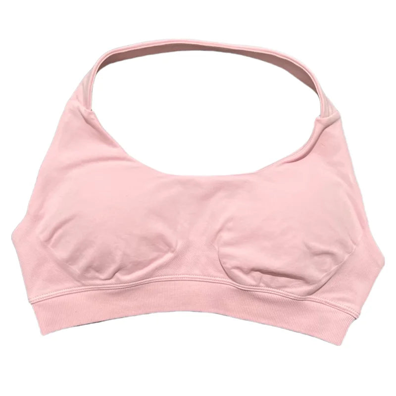 HISTELLO Women Seamless Halter Top Sports Bra High Support Push-up Open Back Pilates Gym Wear Fitness Yoga Workout Underwear - ATFH