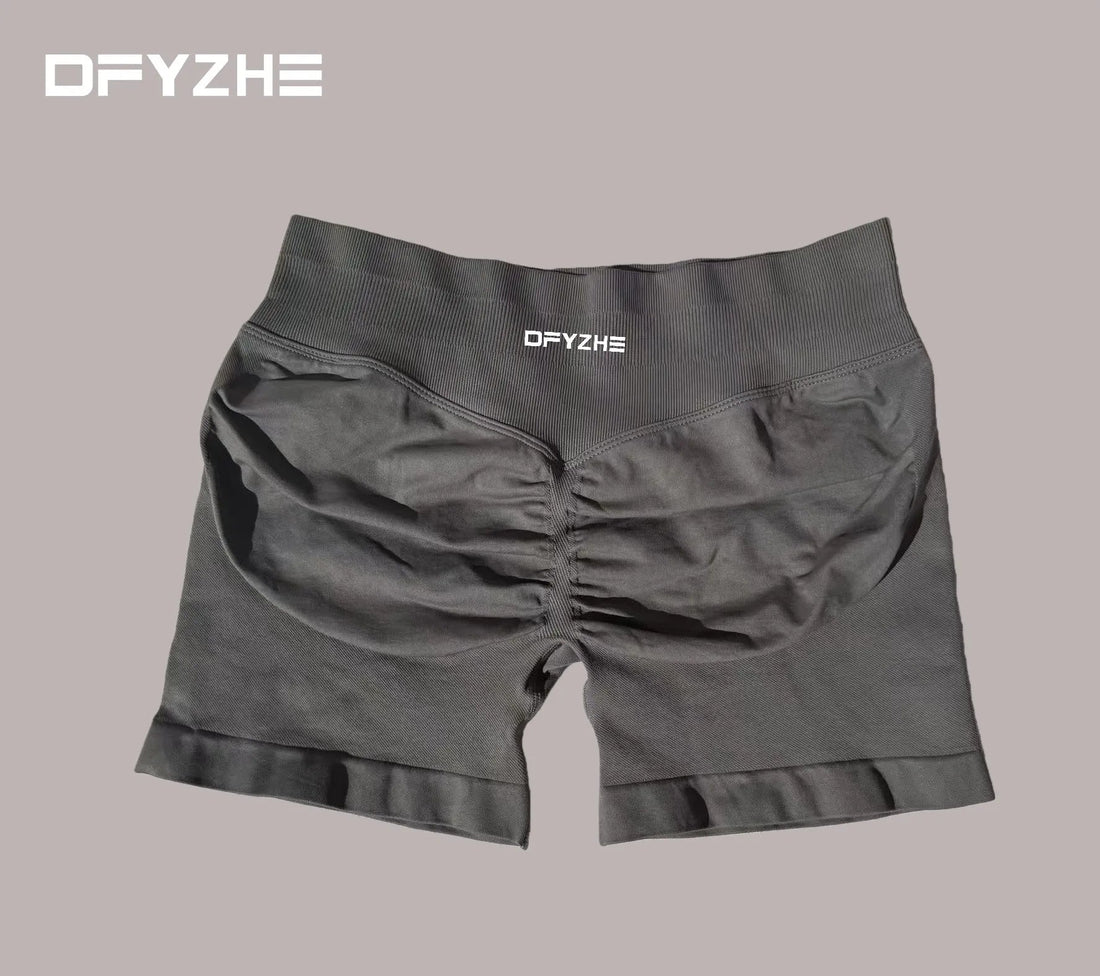 DFYZHE Women's Impact Shorts 4.5" – Seamless High Waist Ribbed Workout Shorts for Yoga Cycling & Fitness Tahsi Fashion House