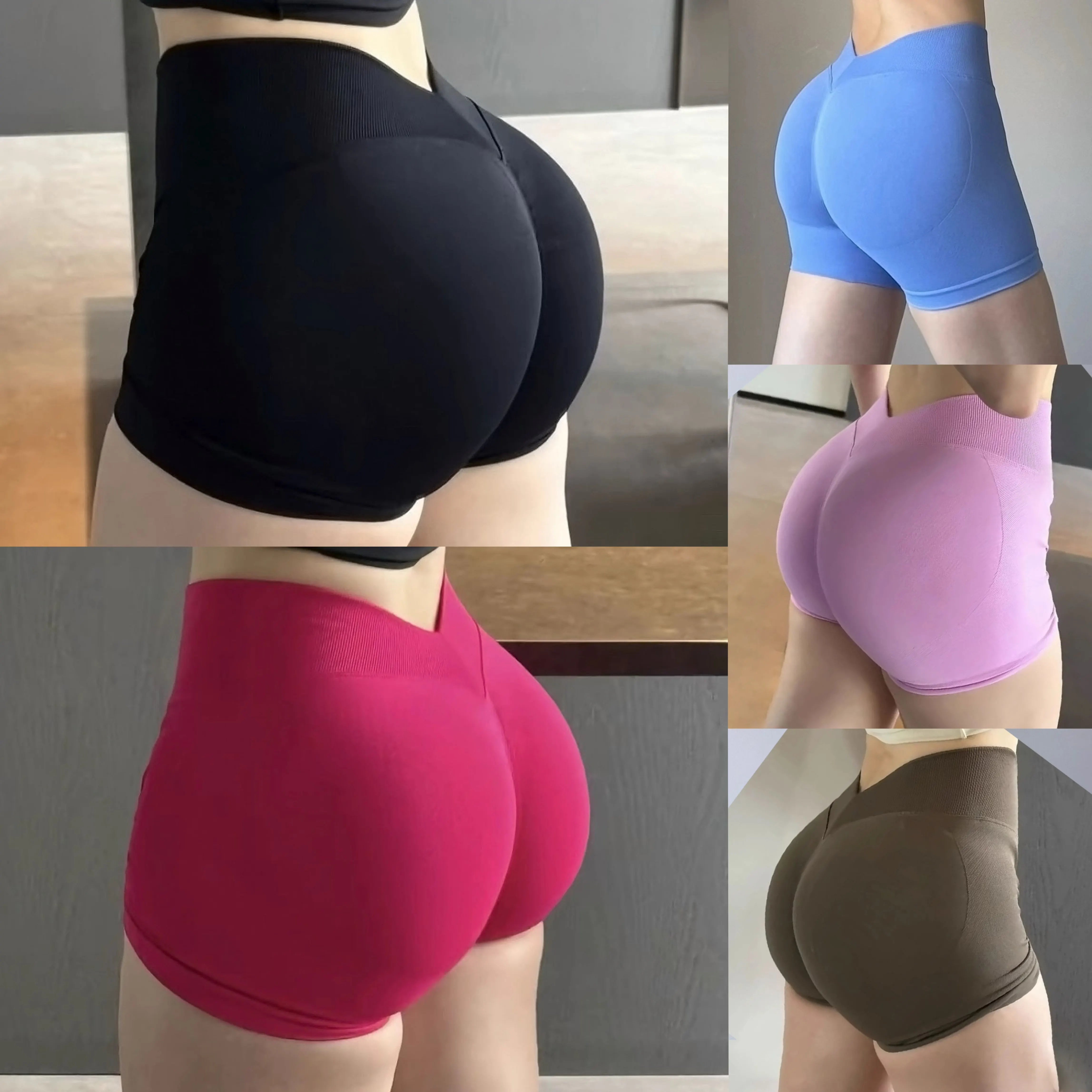 High-Waisted Peach Butt-Lifting Fitness Gym Sports Shorts for Women Tight-Fitting Belly-Control Outdoor Running Training Yoga