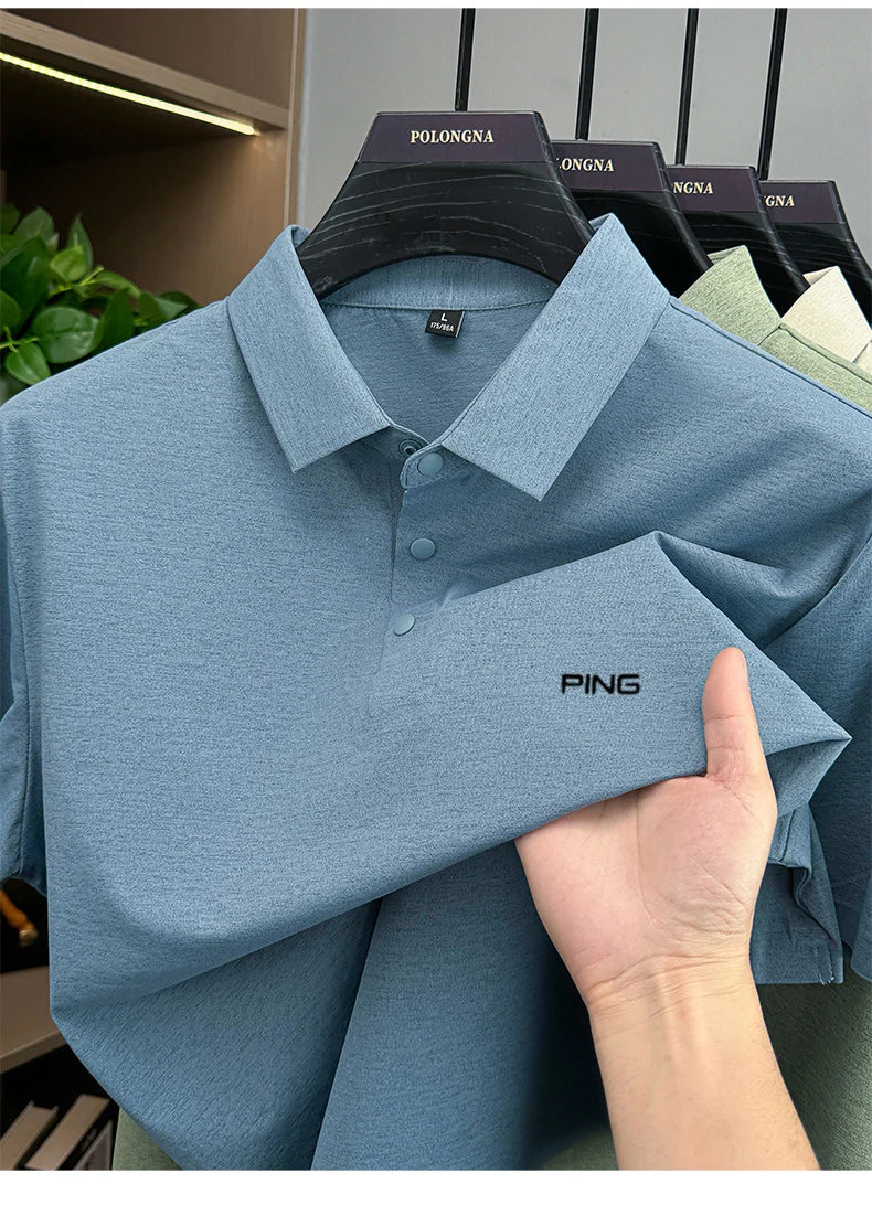 Fashion brand casual printed logo polo shirt, comfortable and breathable short-sleeve T-shirt perfect for summer outdoor sports