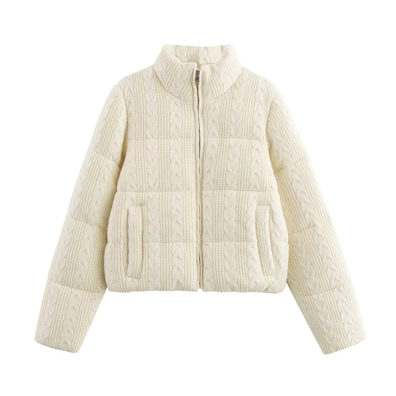 European American Style Women Cotton Coat Women'S Autumn Winter New Street Fashion Knitted Cotton Jacket 2025 Women Short Jacket ATFH