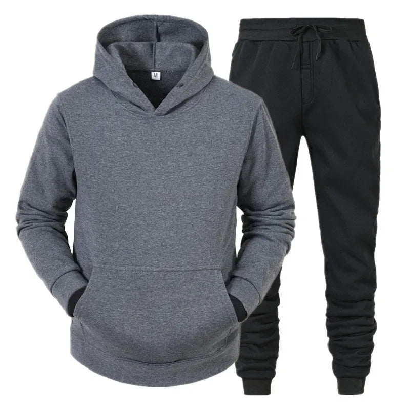 Basic Men/Women 2Pcs/Sets Sweatshirt Hoodies Pants 2024 Male Gyms Fitness Tops Joggers Sportswear Tracksuits ATFH