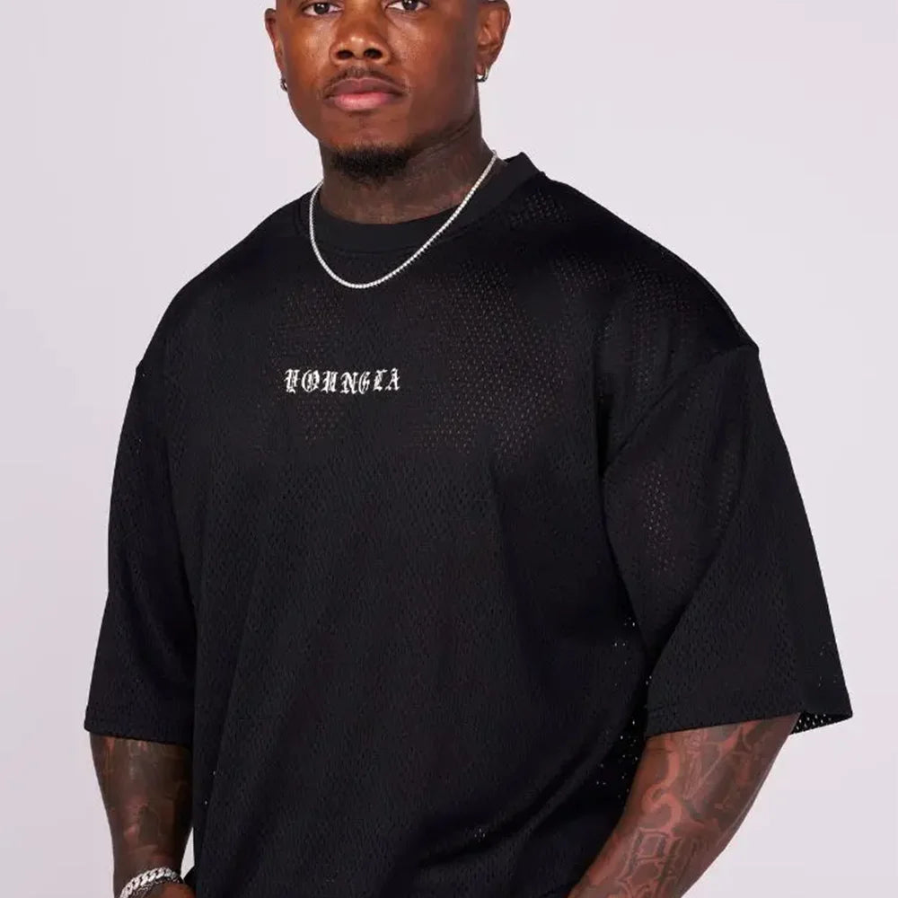 T-shirts Men Summer New Sports Man T-shirts Leisure Mesh Round Neck Fashion Loose And Comfortable Clothing Gym Running Shirts ATFH