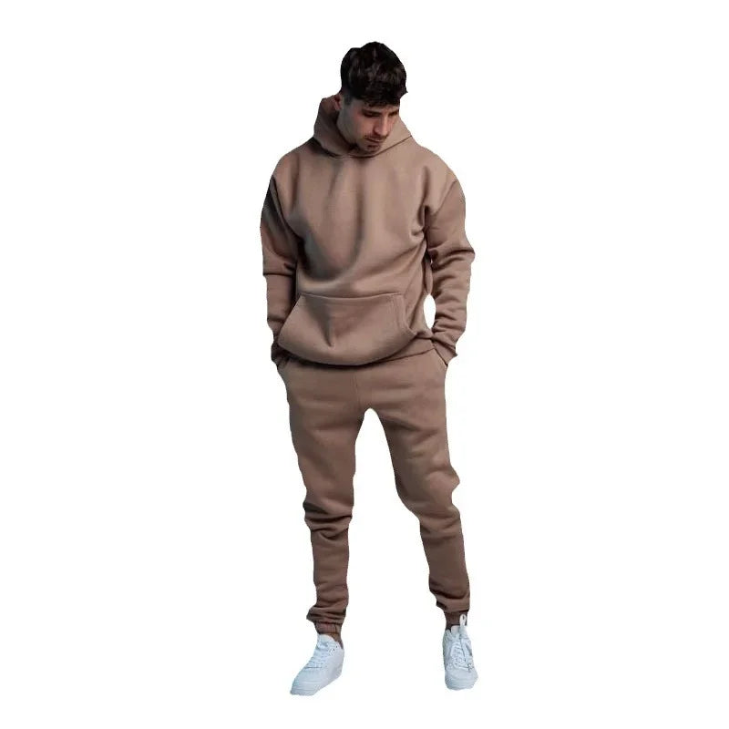 Basic Men/Women 2Pcs/Sets Sweatshirt Hoodies Pants 2024 Male Gyms Fitness Tops Joggers Sportswear Tracksuits ATFH