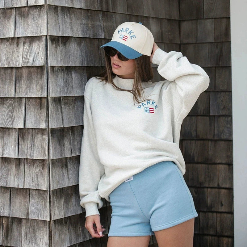 New 2026FW America Style Women O-Neck Long Sleeve Female Pullover Letter Embroidery Sweatshirts Vintage Casual Sports Lady Top - ATFH