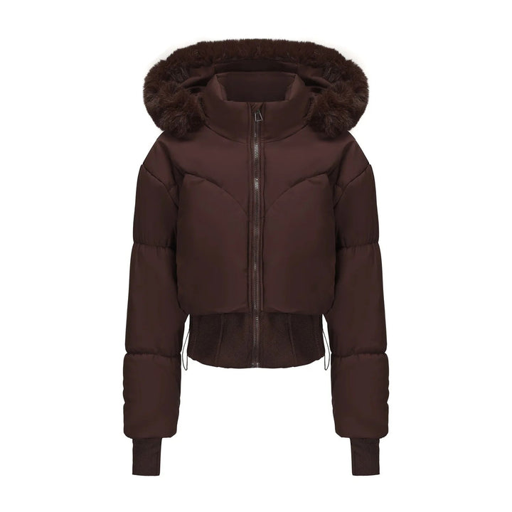 Parkas Women Short Coats Hooded Zipper Full Sleeve Thick Warm Y2k Streetwear Elegant Splice Work Coat Autumn Winter 2025 ATFH