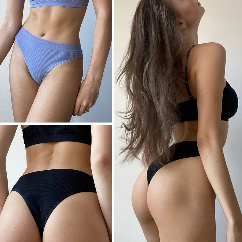 FINETOO 4PCS/Set Seamless Women Pantys High Waist Briefs Solid Color Brazilian Panties Girls Sexy Underpants For Women Lingerie