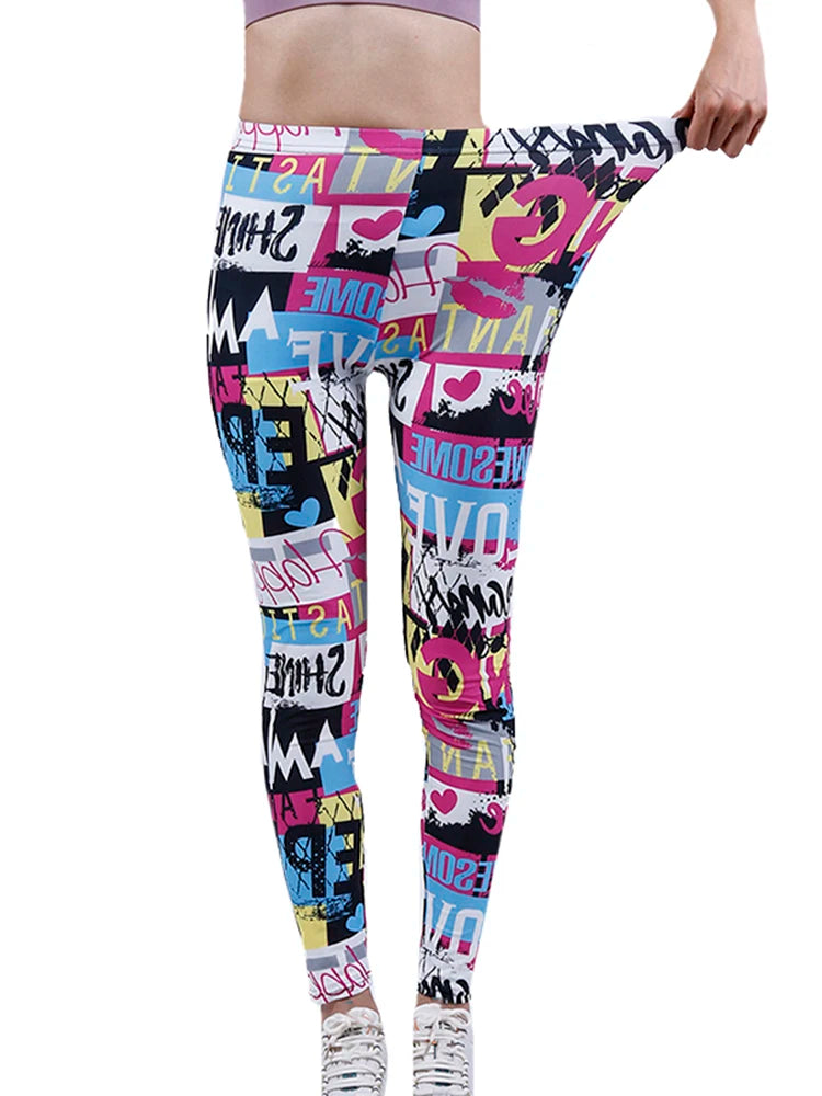 CUHAKCI Fashion Women Leggings Beautiful Leaf Floral Printing High Waist Jeggings Stretch Pant Sexy Hot Sale Clothing Mujer - ATFH