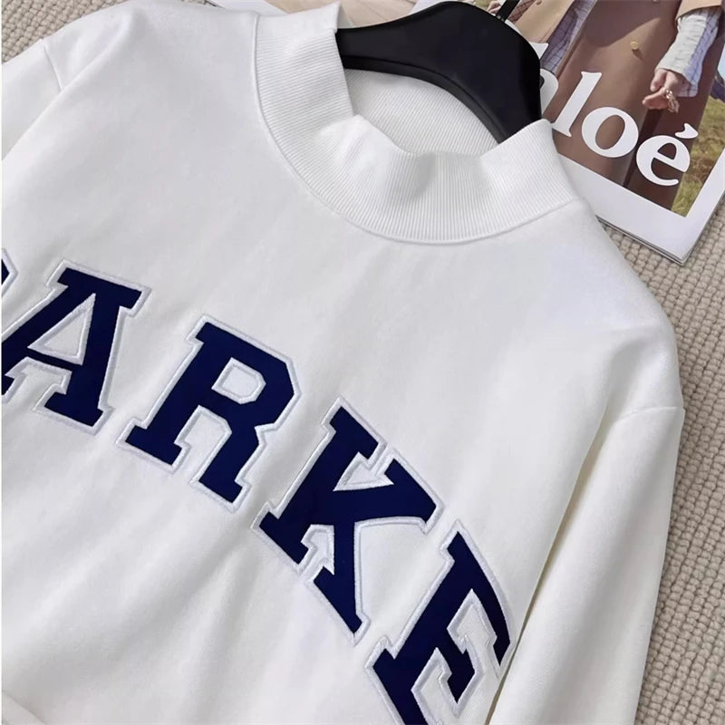 New 2026FW America Style Women O-Neck Long Sleeve Female Pullover Letter Embroidery Sweatshirts Vintage Casual Sports Lady Top - ATFH