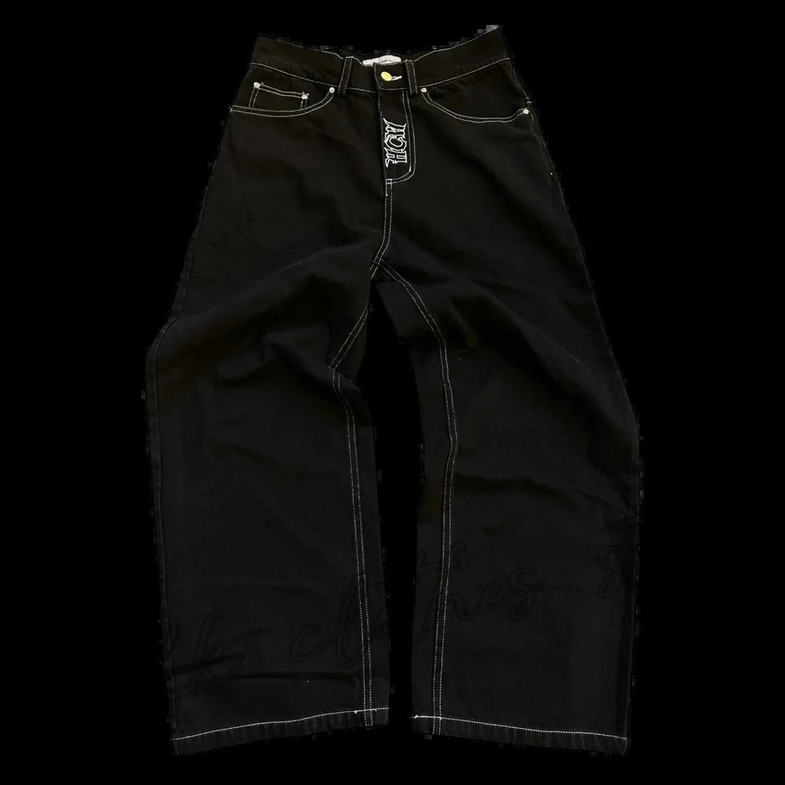 New Baggy Casual Wide Leg Jeans Men Street Retro Hip Hop Print Jeans Trend Fashion Black High-waist Jean Y2k Men Clothing 2023 ATFH