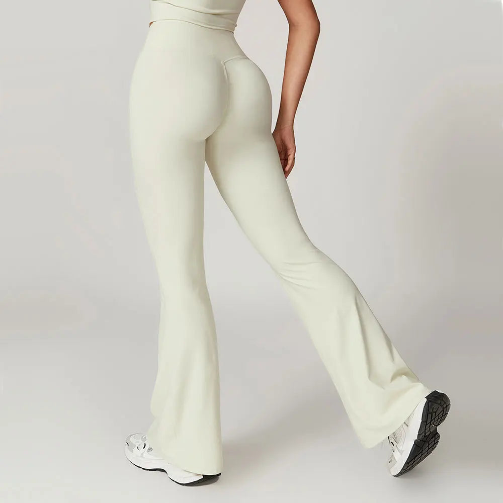 Flared Pants Women Yoga Bell-bottoms Tight Lifting Dance High Waist Tights Sport Pants Gym Running Breathable Fitness Leggings ATFH