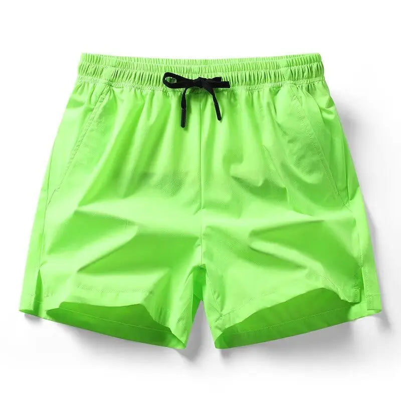1pcs Summer Men Ice Silk Shorts Quick Drying Running Gym Pants Homme Surf Ventilate Drawstring Casual Outdoor Sport Couple Short