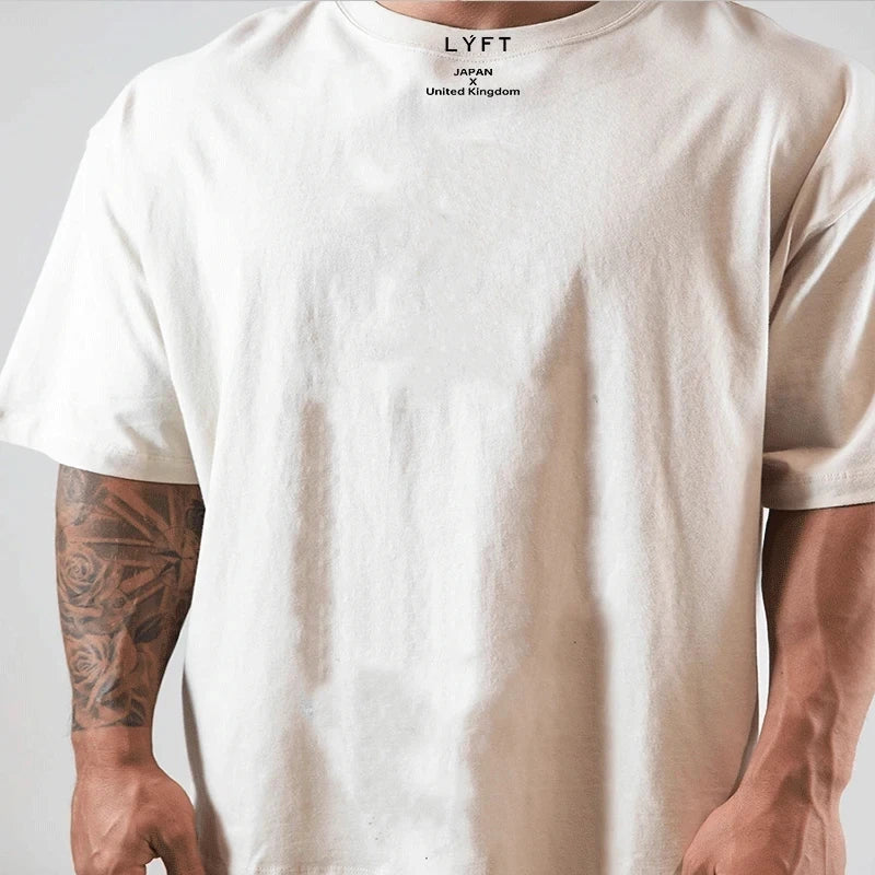 JAPAN&UK Cotton Gym Shirt Sport Fitness Loose large size M-XXXL T Shirt Men Short Sleeve Running Shirt Men Workout Training Tees ATFH