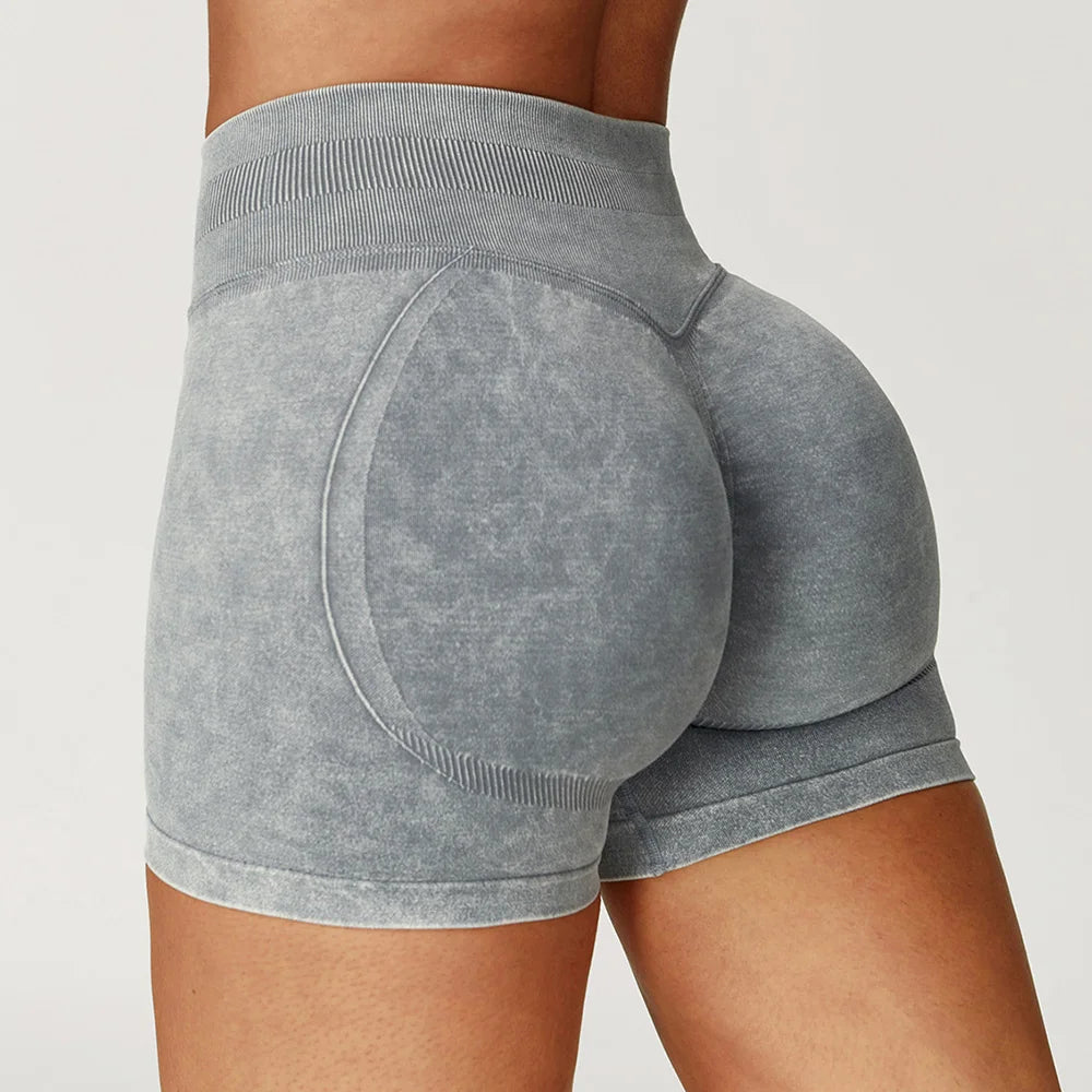 High Waist Yoga Shorts Women Sand Washed Yoga Shorts Workout Shorts Fitness Yoga Lift Butt Fitness Yoga Gym Running Short Pants Tahsi Fashion House