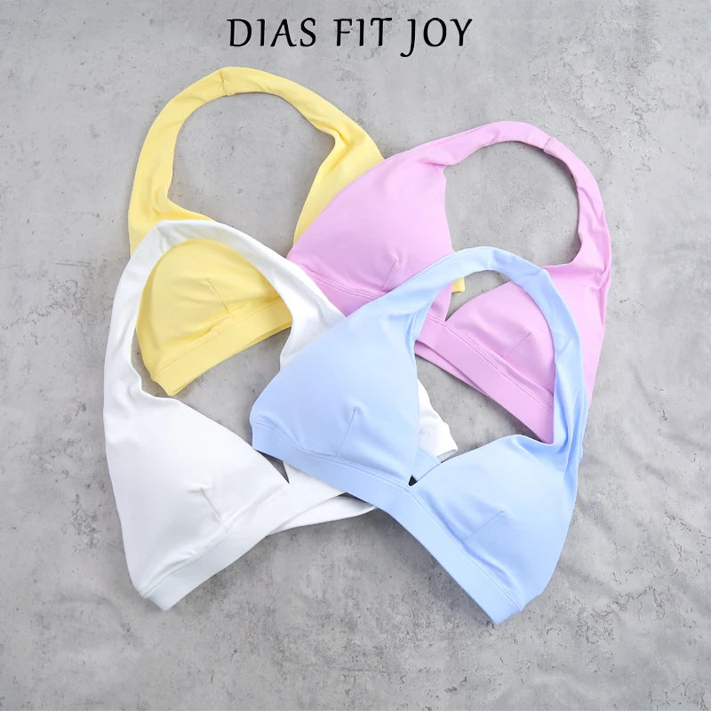 DIAS FIT JOY -Neck Hanging Neck Naked Feeling Yoga Bra for Running Fitness Cycling - Breathable Comfortable Sports Bra for Women - ATFH