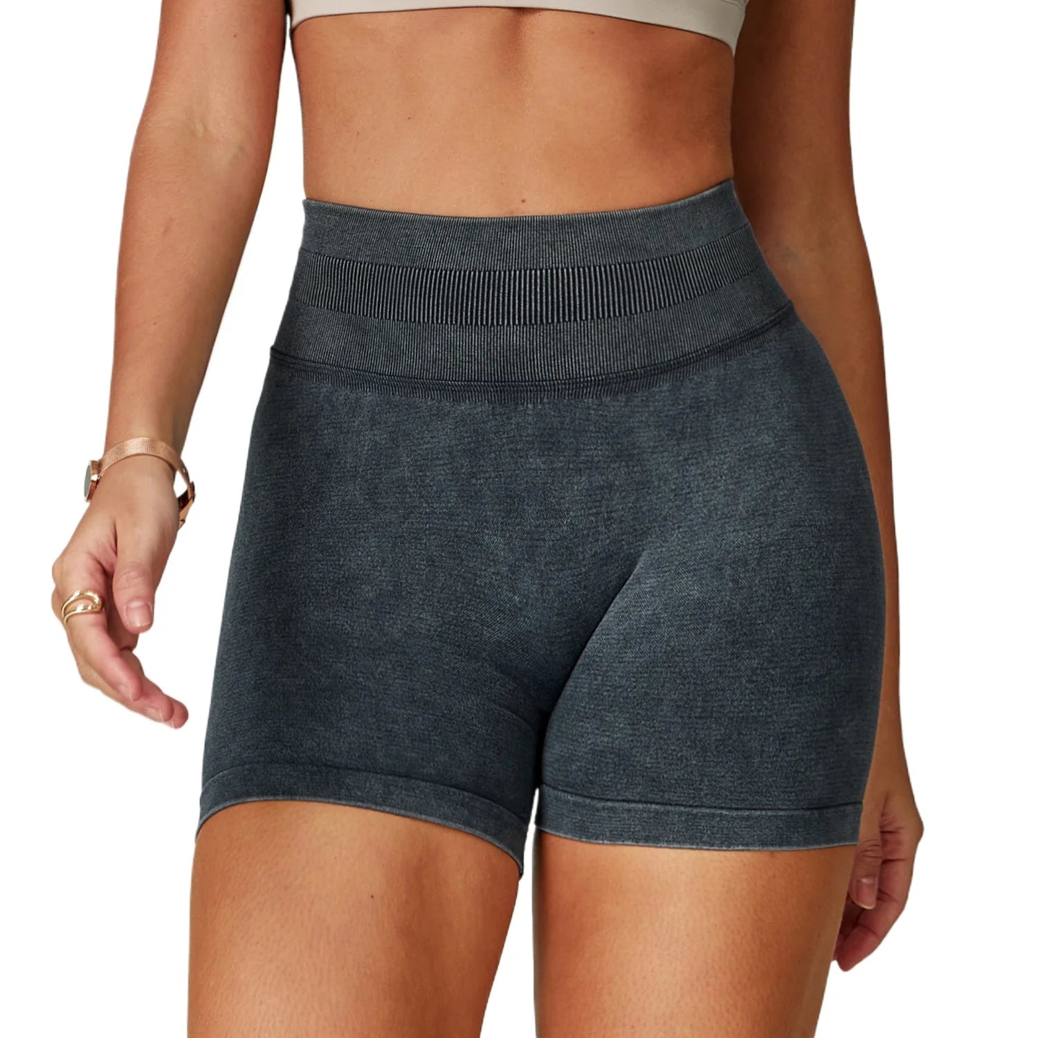Custom women's seamless sand wash yoga shorts high waist hip lift tight running fitness yoga shorts Tahsi Fashion House