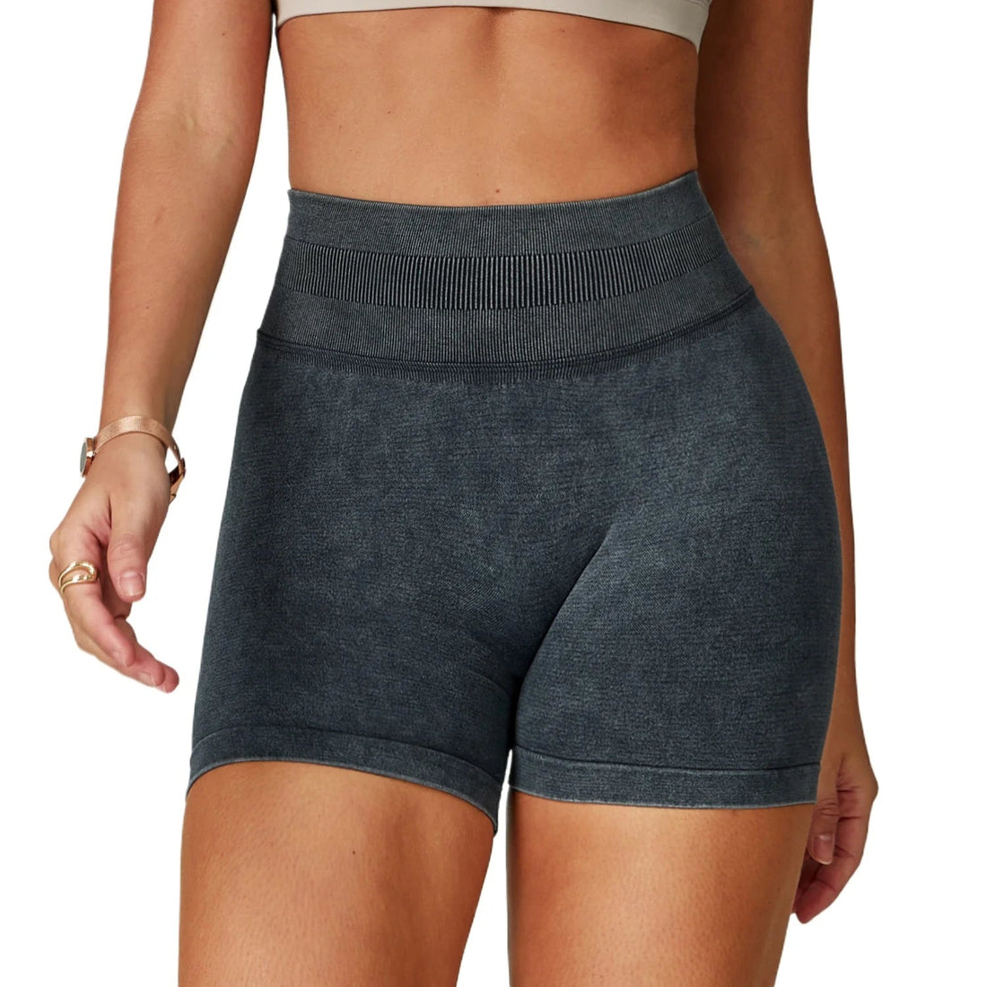 Custom women's seamless sand wash yoga shorts high waist hip lift tight running fitness yoga shorts Tahsi Fashion House