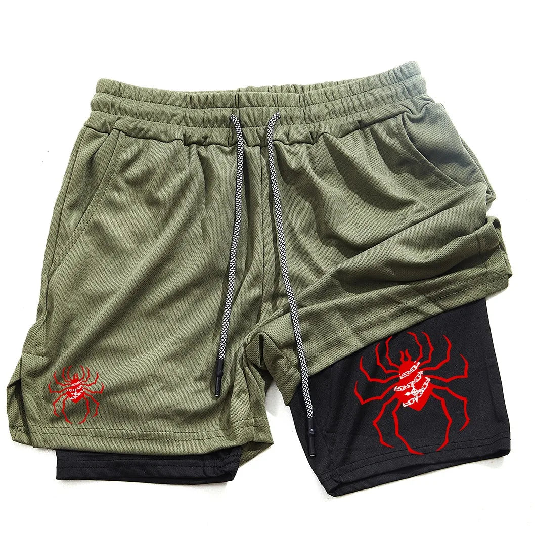 Anime Hunter X Hunter Performance Shorts for Men Breathable Spider Gym Shorts Summer Sports Fitness Workout Jogging Short Pants
