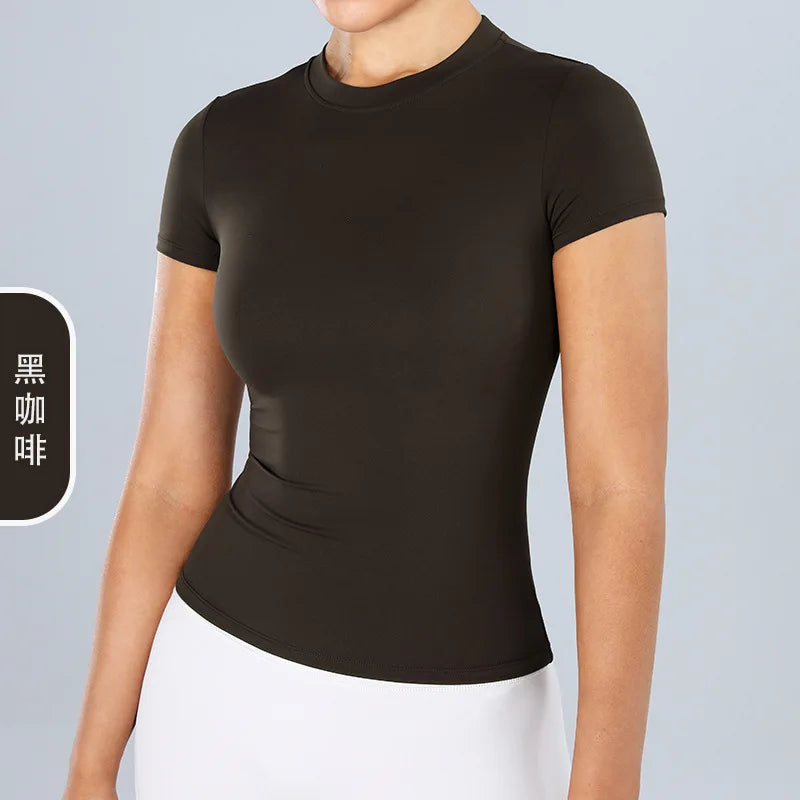 Yoga Sport Shirt Blouses Pilates Crop Top Fitness Women's Short Sleeve T-shirt Tees Sweatshirt Sportswear Woman Gym Yoga Clothes - ATFH