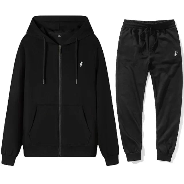 Men's Classic Hoodies and Sport Pants for Autumn and Winter, Suitable for Casual Fitness, Warmth and Casual Sportswear Sets in A - ATFH