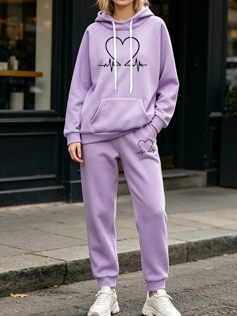 New Womens Tracksuit 2 Pcs Sets Casual Hooded Sweatshirt Outfits Outdoor Sports Clothes 2026 Autumn Winter Warm Woman Pants Suit