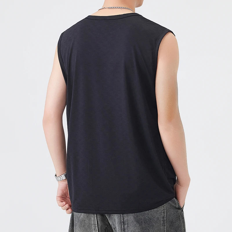 Men's Summer Ice Silk Tank Tops Gym Stringer Transparent Bodybuilding Sleeveless T Shirt Fitness Vest Tees Male Muscle Singlets