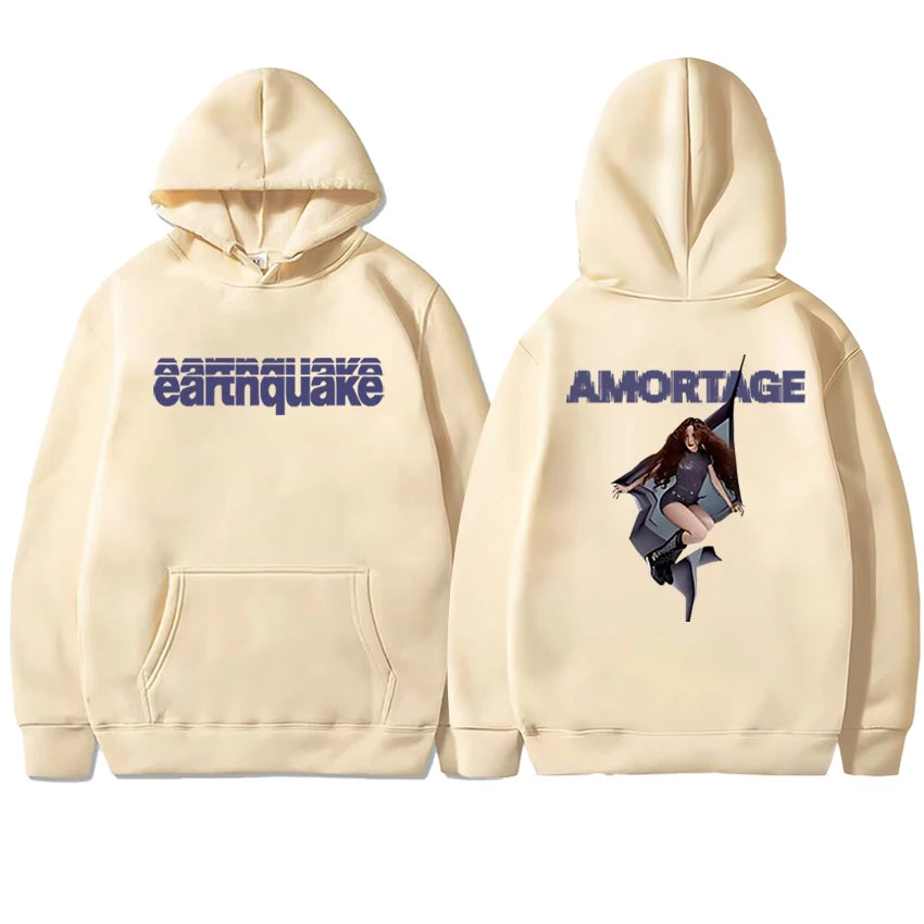 New in Jisoo Earthquake Hoodies Men women Vintage 2026 New Song Double Sided print Sweatshirt Unisex Fleece Long sleeve pullover - ATFH