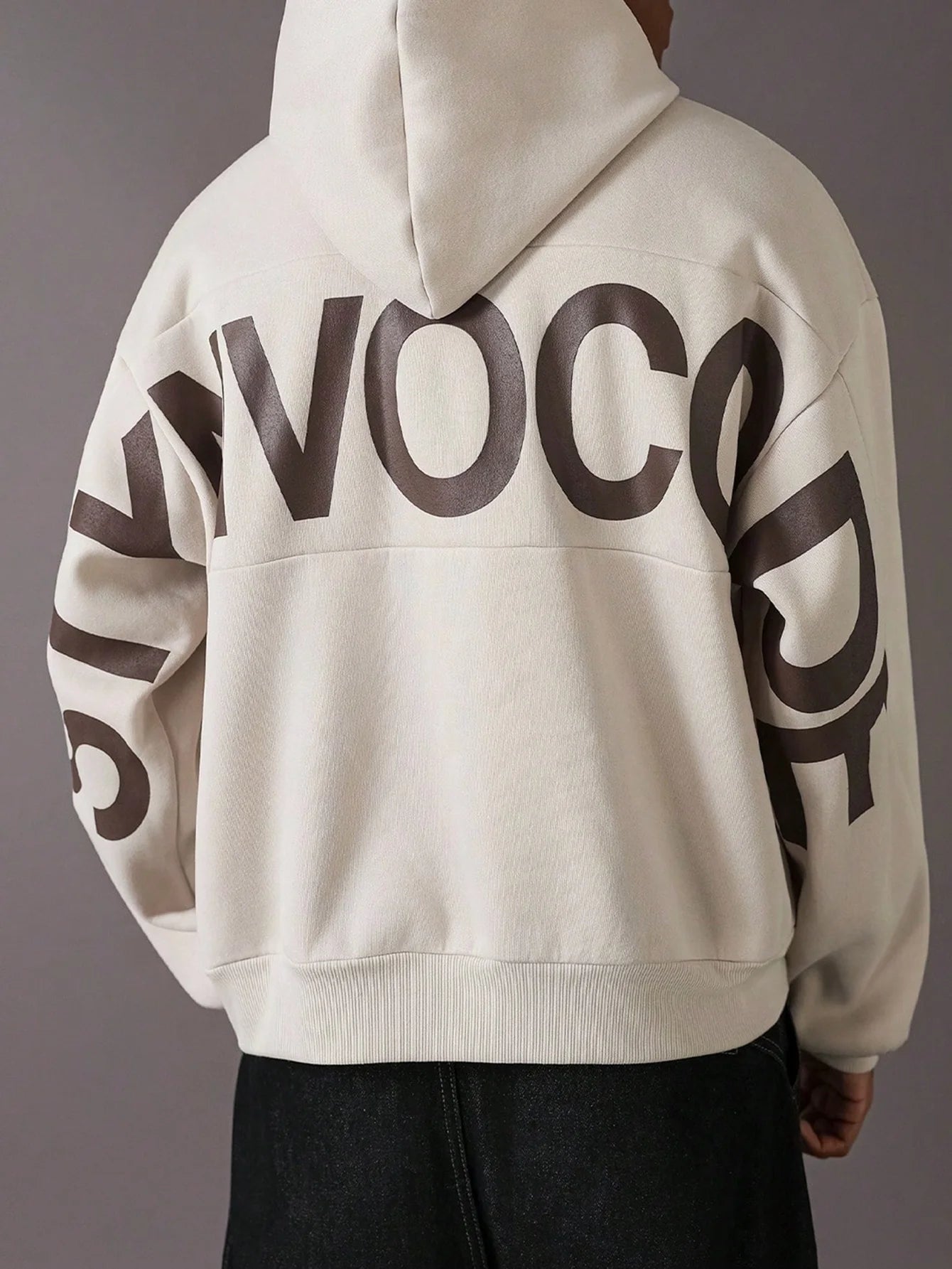 Men's & Women's Hoodie Back Full Wrap Around Large Letter Rubber Print Y2K Streetwear Oversized Casual Pullover Sweatshirt S‑2XL