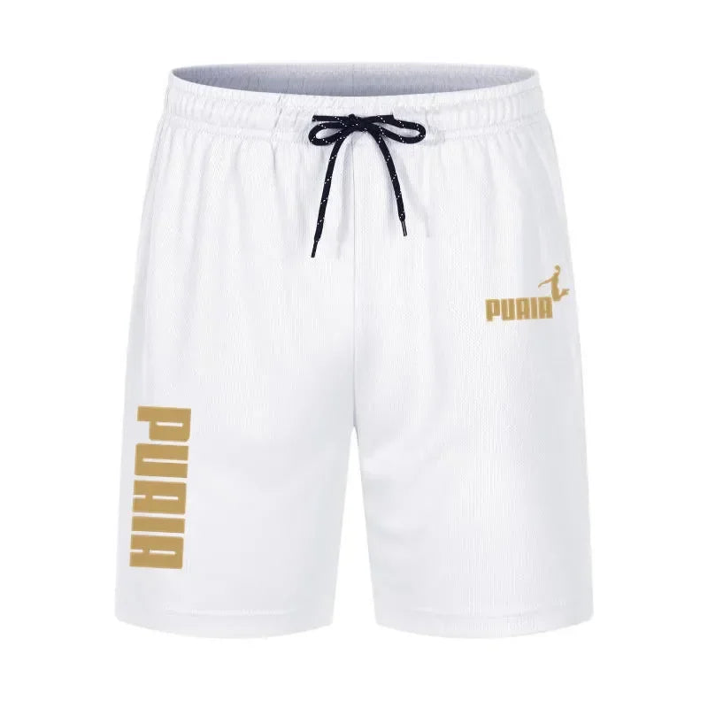 2026 Summer Men's Shorts New Polyester Breathable Elastic Pull Rope Basketball Running Casual Sports Shorts