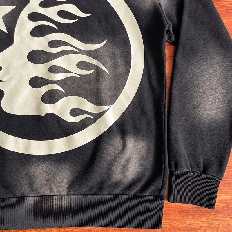 HS  Wash water heavy diamond set casual hoodie - ATFH