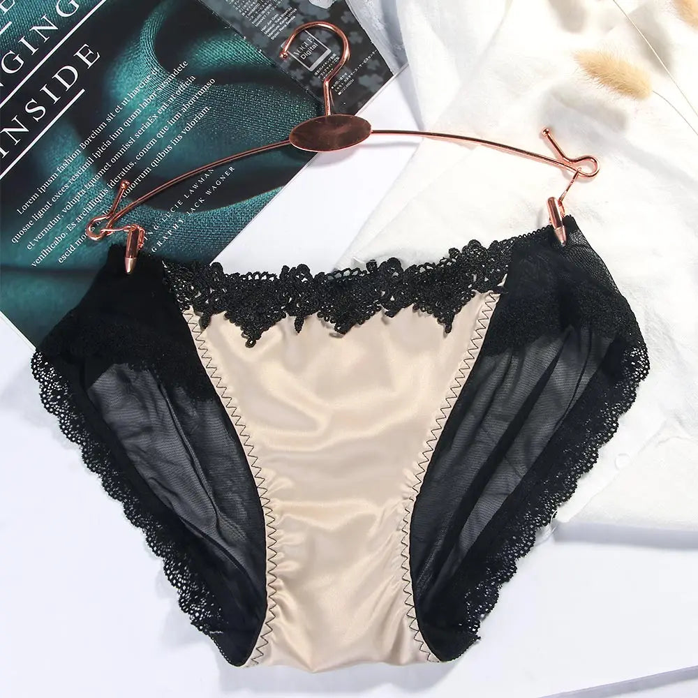 Solid Color Sumptuous Hollow Out Women Low-rise Net Lace Panties Briefs Underwear