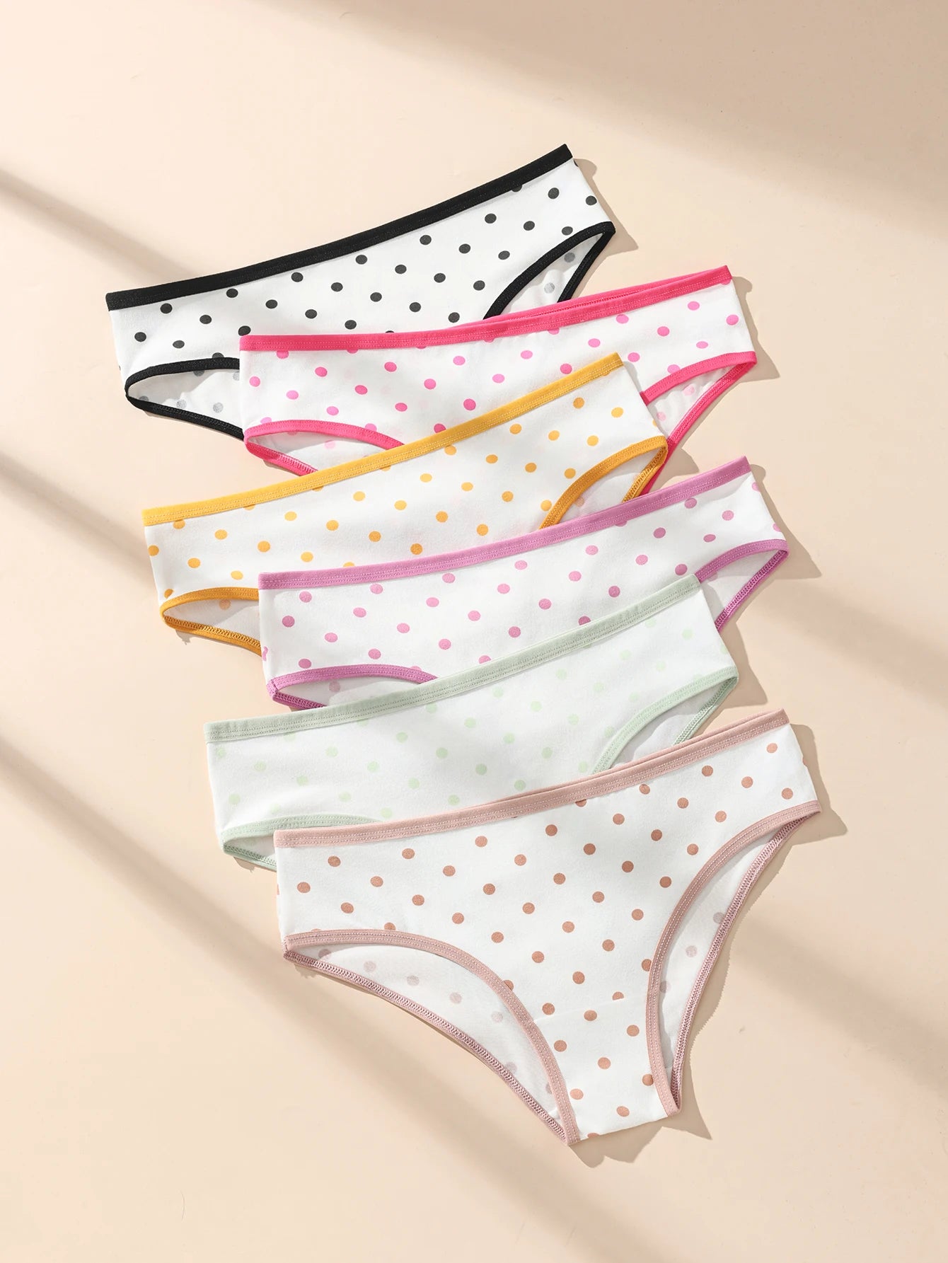 6Pcs/Set Women Panties Fashon Dot Underwear Low Waist Briefs Girls Panty Sexy Ladies Underpants Soft Female Lingerie Size S-XL