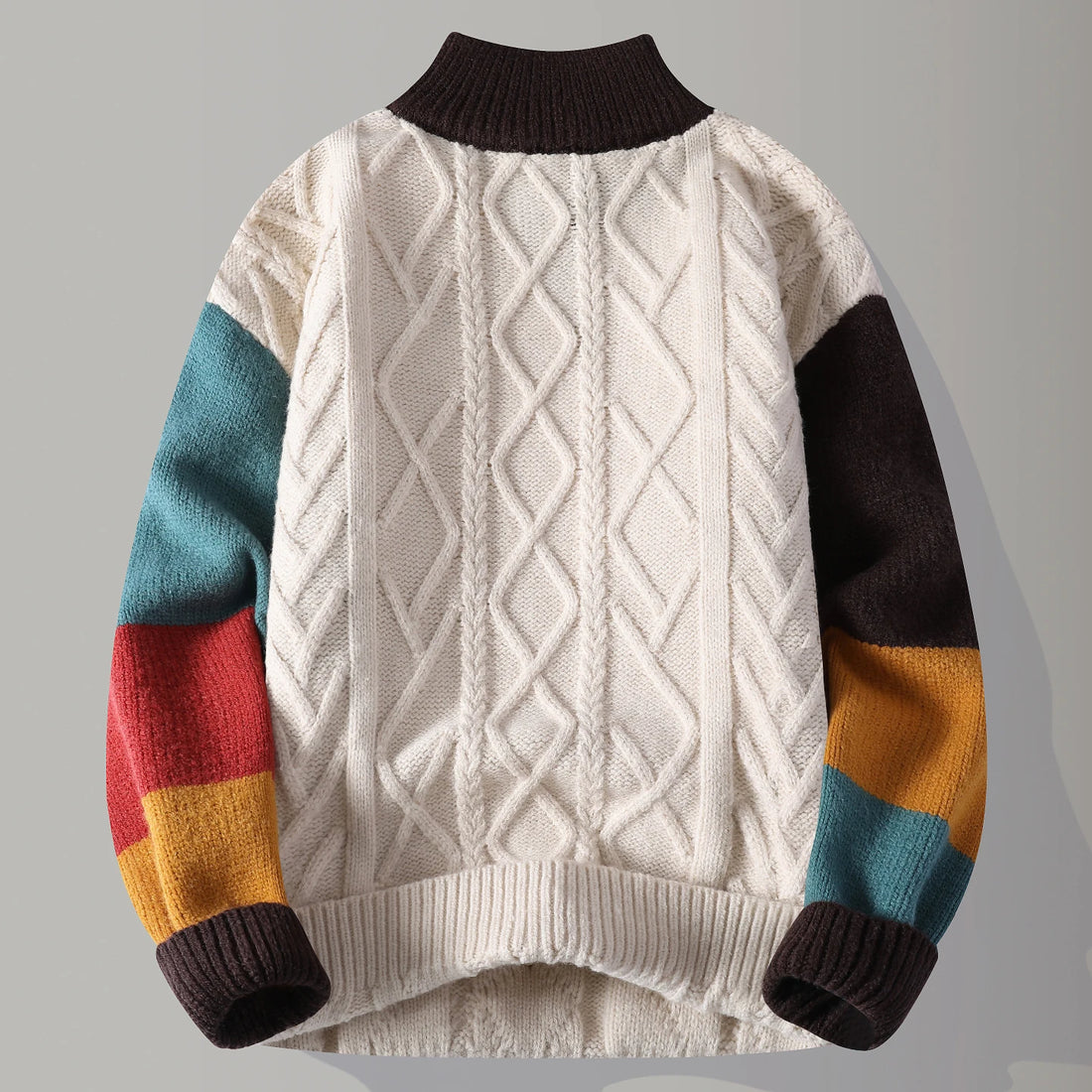 Autumn/winter Fashion Trend Retro Sports Thickened Warm Knitted Sweater Men's Loose Comfortable Large Size High Quality Sweater - ATFH