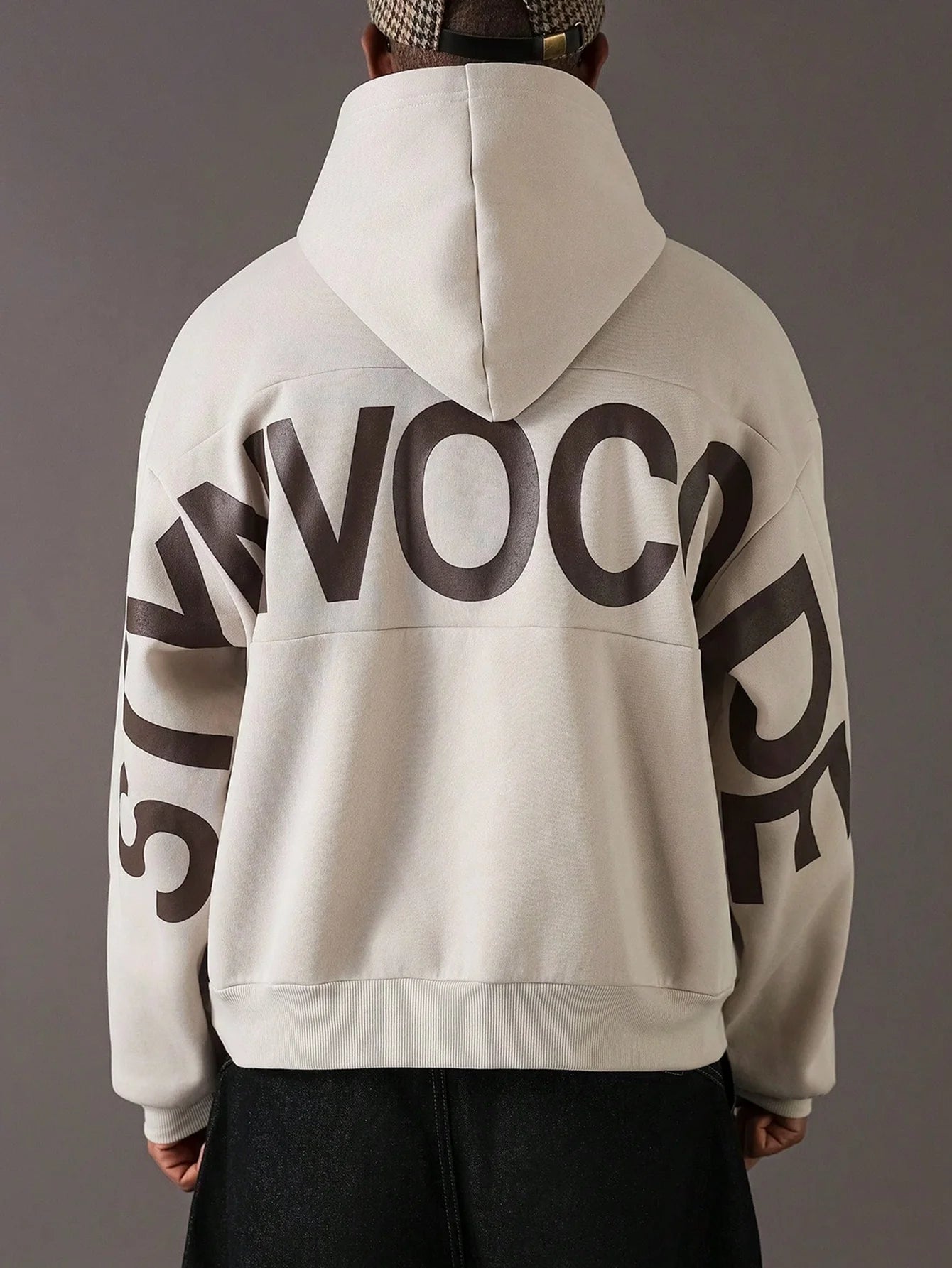 Men's & Women's Hoodie Back Full Wrap Around Large Letter Rubber Print Y2K Streetwear Oversized Casual Pullover Sweatshirt S‑2XL
