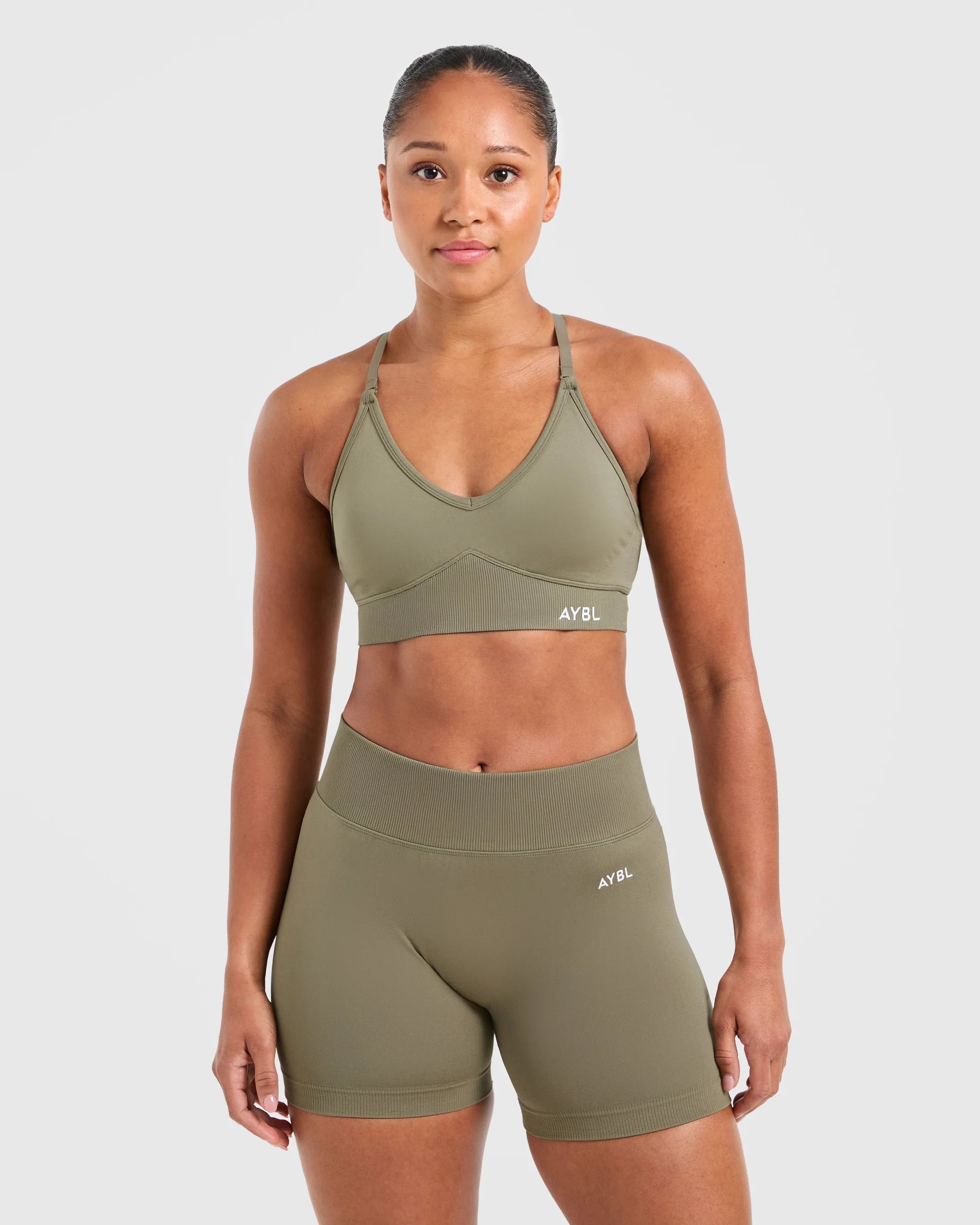 2 Pcs Impact Shorts Women Seamless Sports Yoga Pants Gym Clothes Fitness Workout Adapt Seamless Strappy Sports Bras Set Tahsi Fashion House