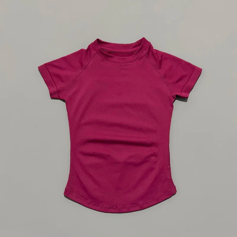 HISTELLO Sports Short Sleeve Top Seamless Yoga Leotard Clothing Women Gym T Shirts Workout Running Shirts Fitness Sports Vest - ATFH