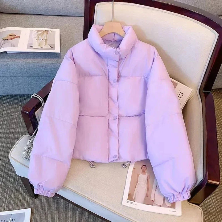 2025 New Korean Stand Collar Autumn Winter Coat Women Thickened Puffer Jacket Loose Parka Warm Cotton-padded Jacket Short Coats ATFH