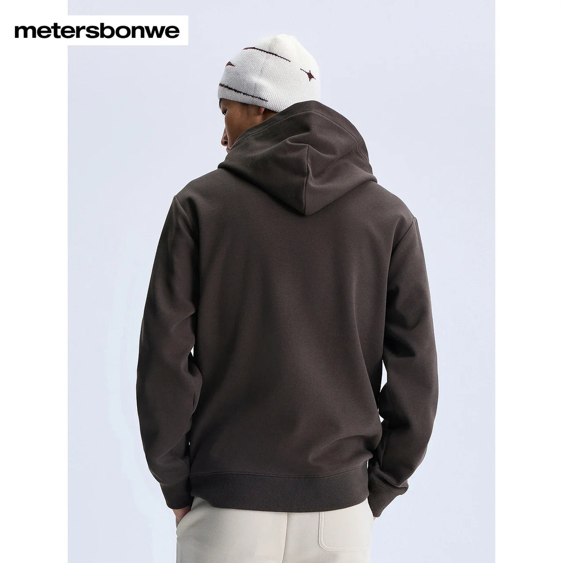 Metersbonwe Men Women's Thick Hoodie Solid Color Small Letter Print Pullover With Hooded Basic Casual Commuter Winter Unisex Top - ATFH