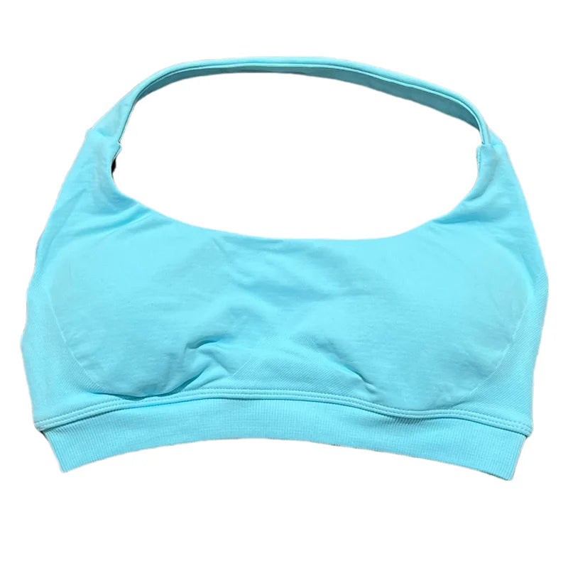 HISTELLO Women Seamless Halter Top Sports Bra High Support Push-up Open Back Pilates Gym Wear Fitness Yoga Workout Underwear - ATFH