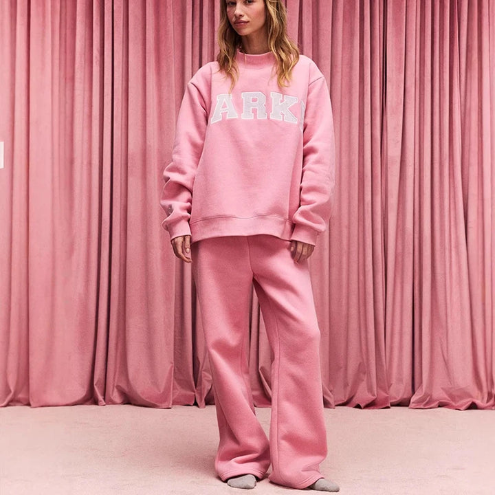 New North American niche PK letter patchwork embroidered love heart embroidery stand collar loose women's sweater - ATFH