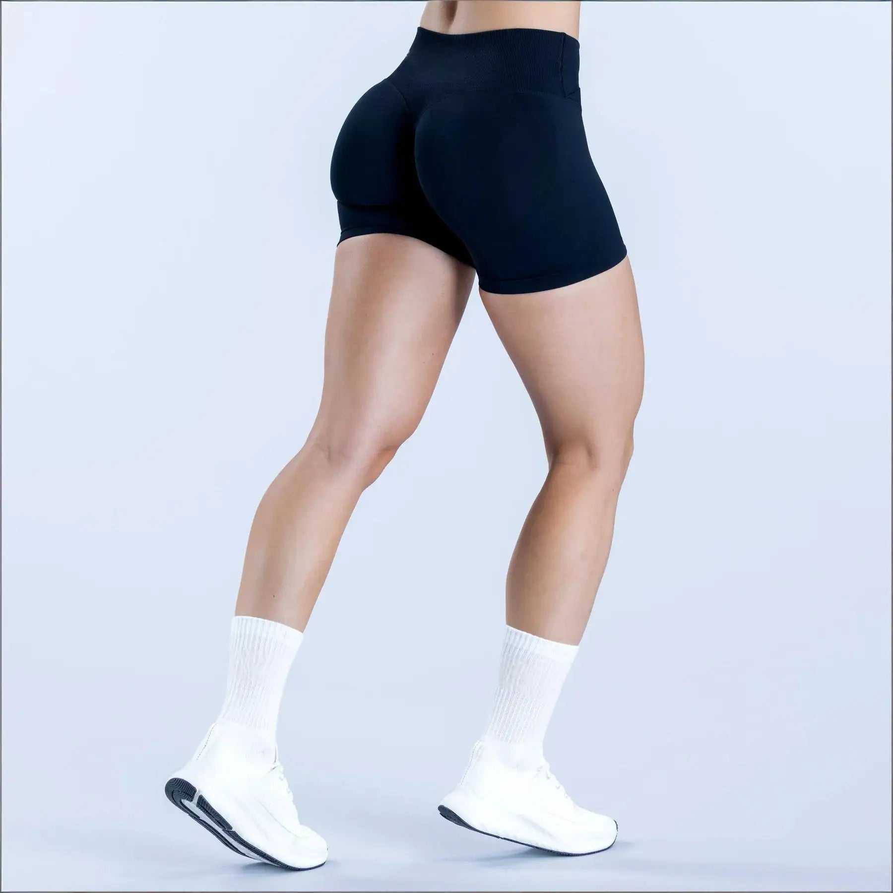 Lemonsky High elasticity hip lifting fitness yoga shorts, summer sports solid color shorts