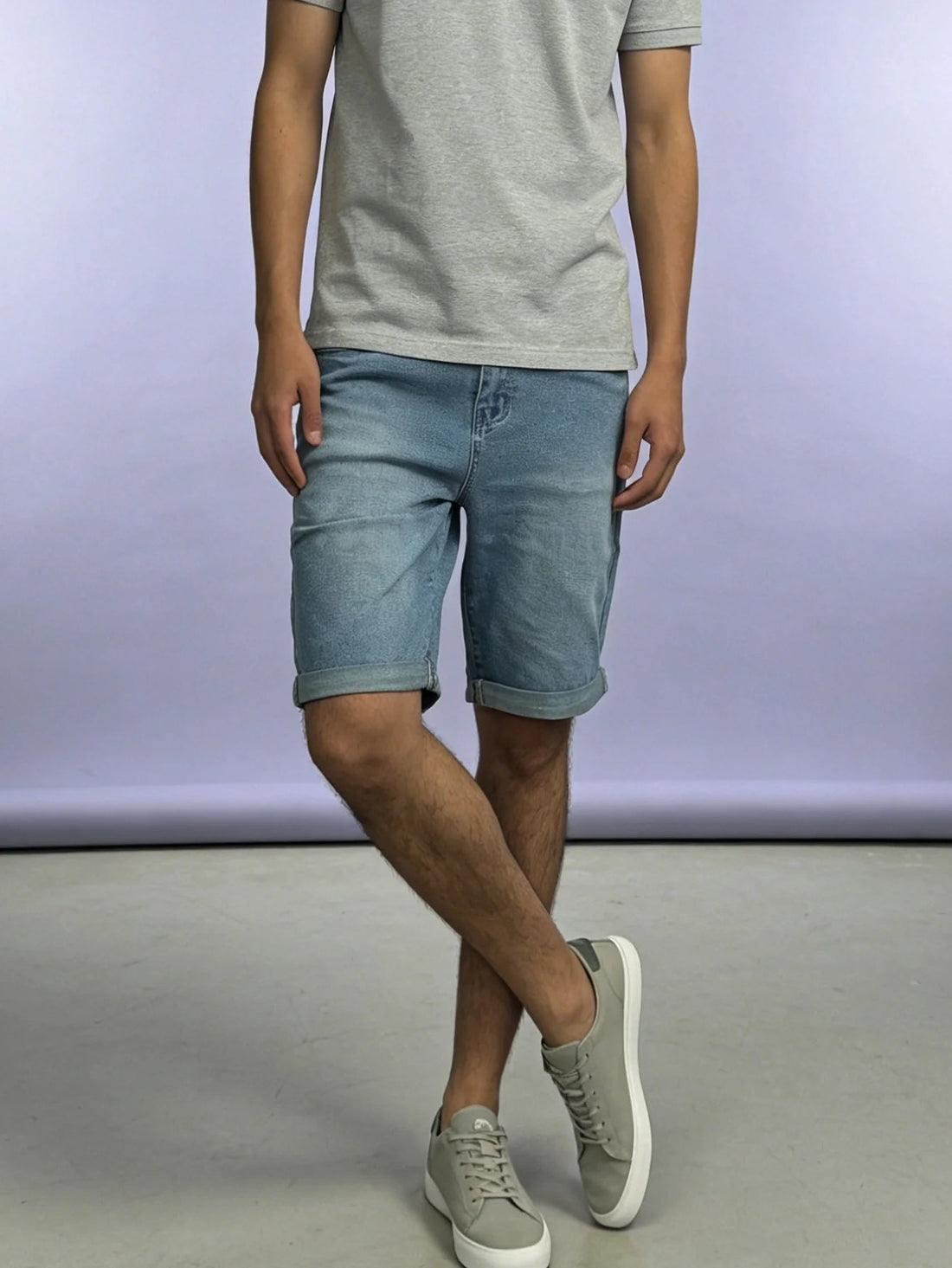 Blue Slim Denim Shorts Y2K Light Retro For Dating Original Drip For Man No accessories or belts included ATFH