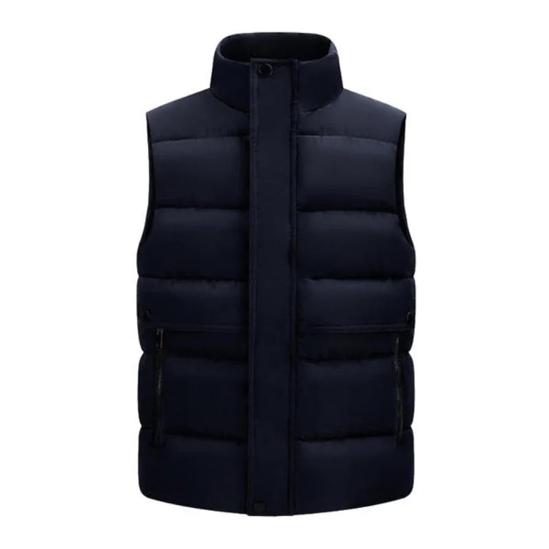 Printing logo Winter Warm Men's Soft Padded Waistcoat  Windproof Cotton-padded  Vest Stylish  Outerwear for Outdoor Activities ATFH