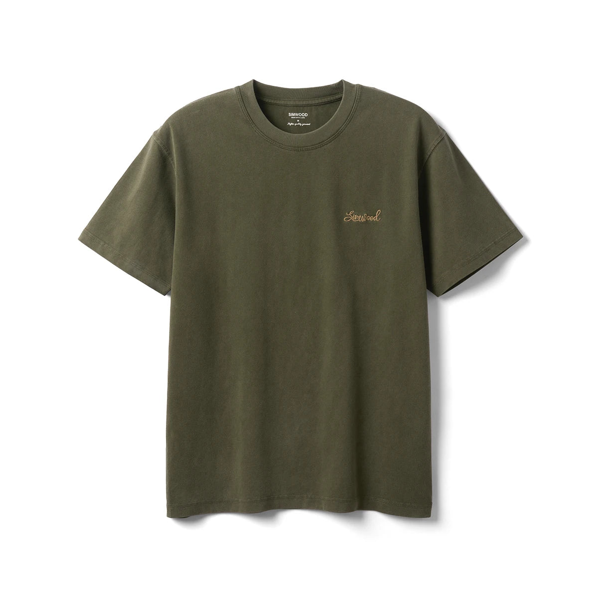 SIMWOOD Summer New 260gsm 100% Cotton Fabric Washed Vintage Letter Print T-shirts Men Plus Size Tops - ATFH