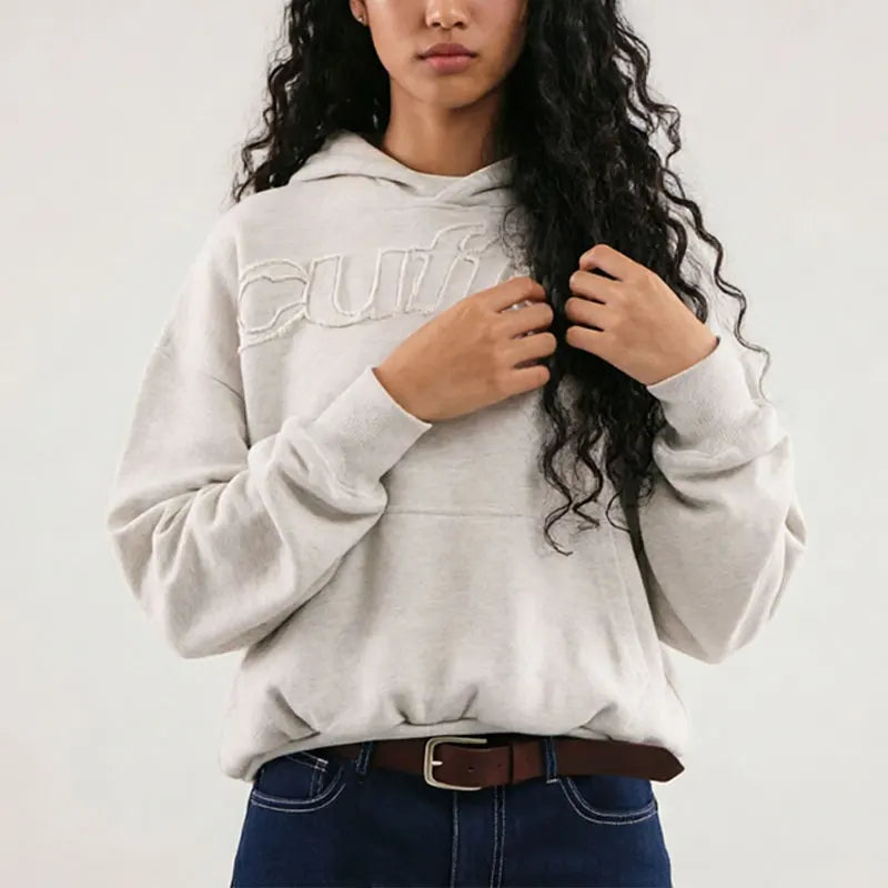 Raw-edge appliqué Sweatshirt y2k Fashion Street styl Men's / Women's Casual Hoodies High Quality Cotton Loose Pullover Tops - ATFH