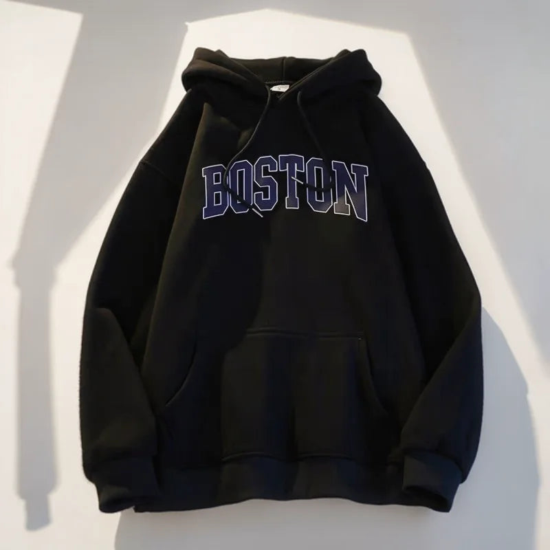 Hooded Hoodies Winter Clothes Woman Sherpa Abstract Lettering Youthwear Ribbed Hem Autunm Reducing Age Washable Apparel Abstract - ATFH